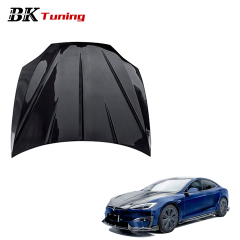 BK Tuning 2021+ Model S Plaid Modified CMST V1 Style Carbon Fiber Body Parts Front Bonnet Hood for Tesla Model S Engine Hoods