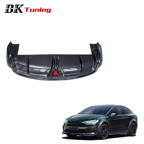 BK Tuning 2021+ Model X Plaid Upgrade CMST Style Rear Bumper Lip Dry Carbon Rear Splitter Apron for Tesla Model X Rear Diffuser